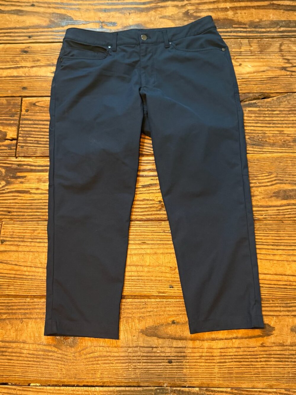 Lululemon ABC 5 Pocket Pant Warpstreme Nautical Navy Men Size 34 Short 34x26 EUC